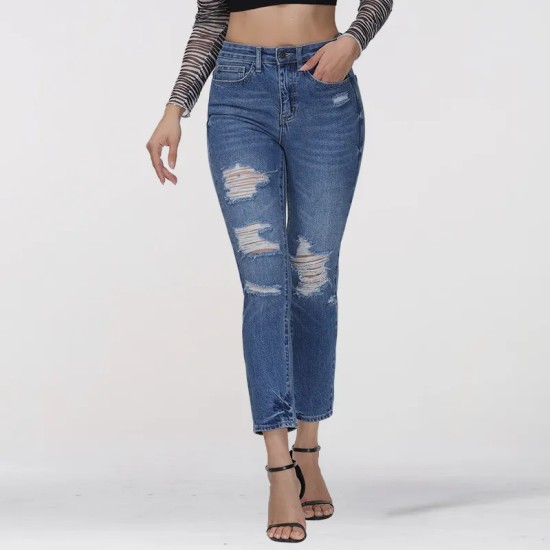 Women Fashion Ripped High Waist Skinny Jeans Women Fashion Ripped High Waist Skinny Jeans