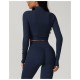 Women Fashion Casual Solid Color Long-Sleeve Half-Zipper Tight Quick-Drying Yoga Sports Top Women Fashion Casual Solid Color Long-Sleeve Half-Zipper Tight Quick-Drying Yoga Sports Top