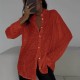 Women Fashion Casual Solid Color Bead Lapel Long Sleeve Blouse Women Fashion Casual Solid Color Bead Lapel Long Sleeve Blouse