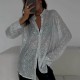 Women Fashion Casual Solid Color Bead Lapel Long Sleeve Blouse Women Fashion Casual Solid Color Bead Lapel Long Sleeve Blouse