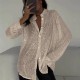 Women Fashion Casual Solid Color Bead Lapel Long Sleeve Blouse Women Fashion Casual Solid Color Bead Lapel Long Sleeve Blouse