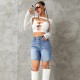 Women Fashion Casual High Waist Denim Shorts Women Fashion Casual High Waist Denim Shorts