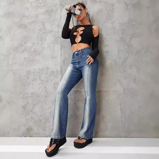 Women Fashion Gradient Stretch Jeans Women Fashion Gradient Stretch Jeans