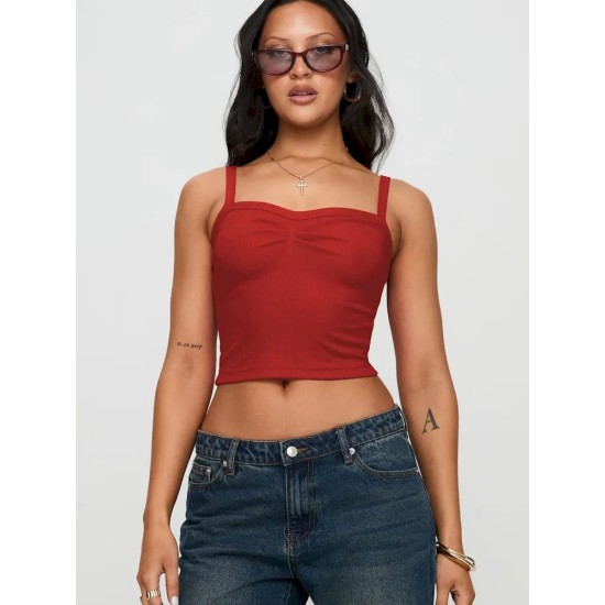 Women Fashion Solid Color Cropped Camisole Women Fashion Solid Color Cropped Camisole