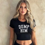Women Fashion Sexy Printed Short Sleeve Crop Top