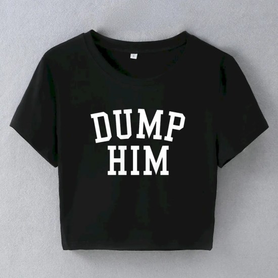 Women Fashion Sexy Printed Short Sleeve Crop Top Women Fashion Sexy Printed Short Sleeve Crop Top