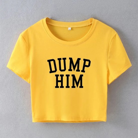 Women Fashion Sexy Printed Short Sleeve Crop Top Women Fashion Sexy Printed Short Sleeve Crop Top