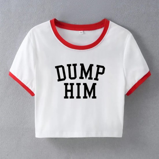 Women Fashion Sexy Printed Short Sleeve Crop Top Women Fashion Sexy Printed Short Sleeve Crop Top