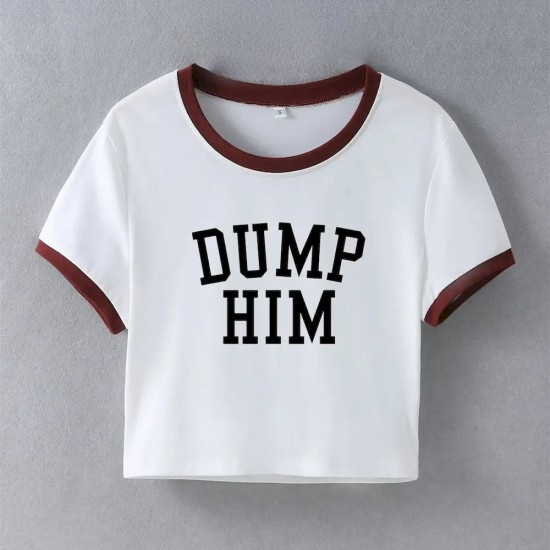 Women Fashion Sexy Printed Short Sleeve Crop Top Women Fashion Sexy Printed Short Sleeve Crop Top