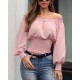 Women Elegant Sweet Dating Off-the-shoulder Long Sleeves Solid Color Blouse Women Elegant Sweet Dating Off-the-shoulder Long Sleeves Solid Color Blouse