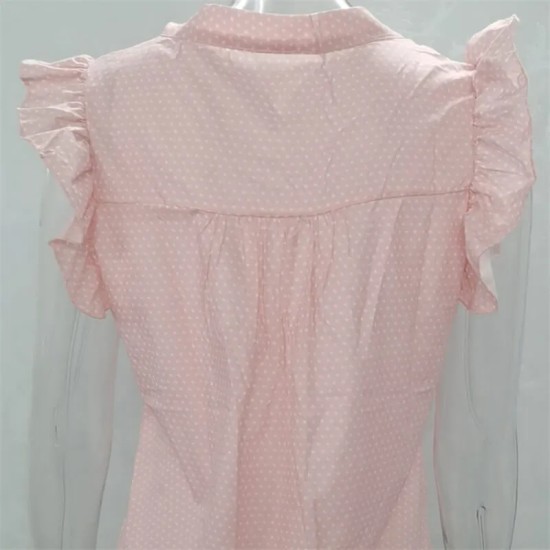 S-2XL Women Fashion Polka Dot Sleeveless Ruffled Blouse S-2XL Women Fashion Polka Dot Sleeveless Ruffled Blouse
