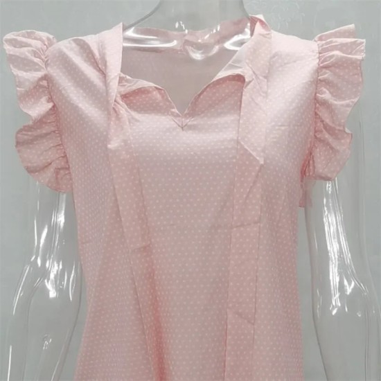 S-2XL Women Fashion Polka Dot Sleeveless Ruffled Blouse S-2XL Women Fashion Polka Dot Sleeveless Ruffled Blouse
