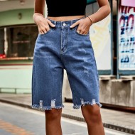 Women Fashion Denim Hole Shorts