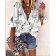 Women Fashion Casual Floral Print Lapel Long-Sleeve Single Breasted Loose Blouse Women Fashion Casual Floral Print Lapel Long-Sleeve Single Breasted Loose Blouse