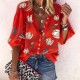 Women Fashion Casual Floral Print Lapel Long-Sleeve Single Breasted Loose Blouse Women Fashion Casual Floral Print Lapel Long-Sleeve Single Breasted Loose Blouse