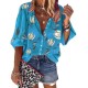 Women Fashion Casual Floral Print Lapel Long-Sleeve Single Breasted Loose Blouse Women Fashion Casual Floral Print Lapel Long-Sleeve Single Breasted Loose Blouse