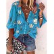 Women Fashion Casual Floral Print Lapel Long-Sleeve Single Breasted Loose Blouse Women Fashion Casual Floral Print Lapel Long-Sleeve Single Breasted Loose Blouse