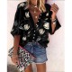 Women Fashion Casual Floral Print Lapel Long-Sleeve Single Breasted Loose Blouse Women Fashion Casual Floral Print Lapel Long-Sleeve Single Breasted Loose Blouse