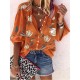 Women Fashion Casual Floral Print Lapel Long-Sleeve Single Breasted Loose Blouse Women Fashion Casual Floral Print Lapel Long-Sleeve Single Breasted Loose Blouse