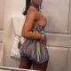 Women Sexy Print One-Shoulder Crop Top And Shorts Two-Piece Set Women Sexy Print One-Shoulder Crop Top And Shorts Two-Piece Set