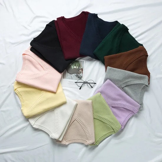 Women Fashion Solid Color V-Neck Sleeveless Knitwear Women Fashion Solid Color V-Neck Sleeveless Knitwear