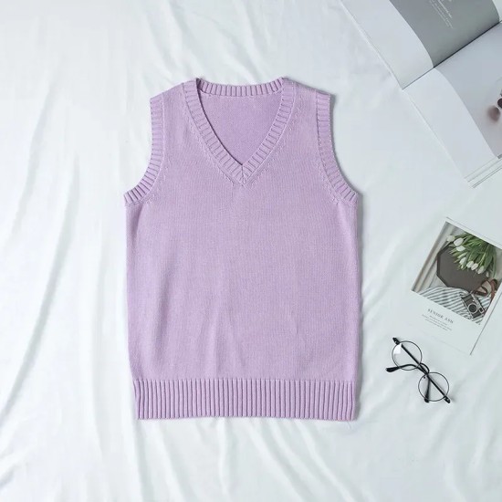 Women Fashion Solid Color V-Neck Sleeveless Knitwear Women Fashion Solid Color V-Neck Sleeveless Knitwear