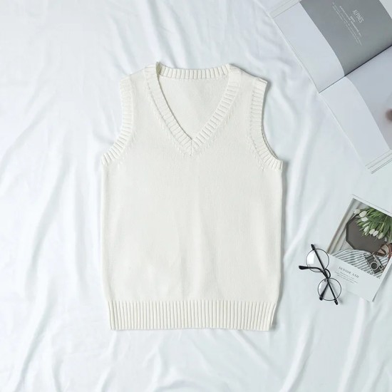 Women Fashion Solid Color V-Neck Sleeveless Knitwear Women Fashion Solid Color V-Neck Sleeveless Knitwear