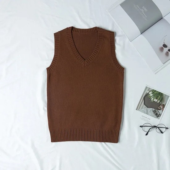 Women Fashion Solid Color V-Neck Sleeveless Knitwear Women Fashion Solid Color V-Neck Sleeveless Knitwear