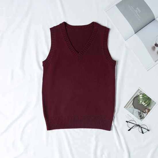 Women Fashion Solid Color V-Neck Sleeveless Knitwear Women Fashion Solid Color V-Neck Sleeveless Knitwear