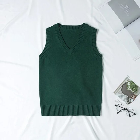 Women Fashion Solid Color V-Neck Sleeveless Knitwear Women Fashion Solid Color V-Neck Sleeveless Knitwear