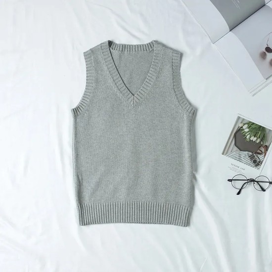 Women Fashion Solid Color V-Neck Sleeveless Knitwear Women Fashion Solid Color V-Neck Sleeveless Knitwear