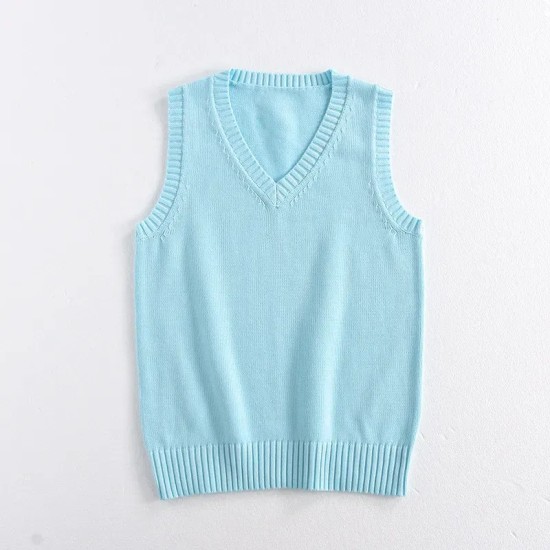 Women Fashion Solid Color V-Neck Sleeveless Knitwear Women Fashion Solid Color V-Neck Sleeveless Knitwear