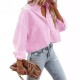Women Fashion Casual Solid Color Lapel Long-Sleeve Crop Top Blouse Women Fashion Casual Solid Color Lapel Long-Sleeve Crop Top Blouse