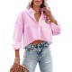 Women Fashion Casual Solid Color Lapel Long-Sleeve Crop Top Blouse Women Fashion Casual Solid Color Lapel Long-Sleeve Crop Top Blouse