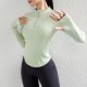 Women Fashion Solid Color Long-Sleeve Half-Zipper Finger Exposed Yoga Sports Top Women Fashion Solid Color Long-Sleeve Half-Zipper Finger Exposed Yoga Sports Top