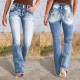 Women Retro High Waist Straight Stretch Jeans Women Retro High Waist Straight Stretch Jeans