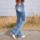 Women Retro High Waist Straight Stretch Jeans Women Retro High Waist Straight Stretch Jeans