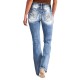 Women Retro High Waist Straight Stretch Jeans Women Retro High Waist Straight Stretch Jeans