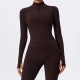 Women Fashion Solid Color Half-Zipper Long-Sleeve Finger Exposed Yoga Sports Top Women Fashion Solid Color Half-Zipper Long-Sleeve Finger Exposed Yoga Sports Top
