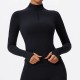 Women Fashion Solid Color Half-Zipper Long-Sleeve Finger Exposed Yoga Sports Top Women Fashion Solid Color Half-Zipper Long-Sleeve Finger Exposed Yoga Sports Top