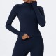 Women Fashion Solid Color Half-Zipper Long-Sleeve Finger Exposed Yoga Sports Top Women Fashion Solid Color Half-Zipper Long-Sleeve Finger Exposed Yoga Sports Top