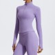 Women Fashion Solid Color Half-Zipper Long-Sleeve Finger Exposed Yoga Sports Top Women Fashion Solid Color Half-Zipper Long-Sleeve Finger Exposed Yoga Sports Top