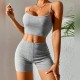 Women Fashion Sexy Solid Color Camisole High Waist Shorts Two-Piece Set Women Fashion Sexy Solid Color Camisole High Waist Shorts Two-Piece Set