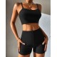 Women Fashion Sexy Solid Color Camisole High Waist Shorts Two-Piece Set Women Fashion Sexy Solid Color Camisole High Waist Shorts Two-Piece Set