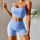 Women Fashion Sexy Solid Color Camisole High Waist Shorts Two-Piece Set Women Fashion Sexy Solid Color Camisole High Waist Shorts Two-Piece Set