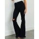 Women Fashion Black Ripped Stretch Flared Jeans Women Fashion Black Ripped Stretch Flared Jeans