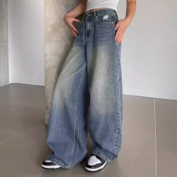 Women Fashion Loose Wide Leg Jeans