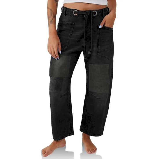 Women Fashion Stitching Loose Jeans Women Fashion Stitching Loose Jeans