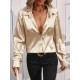 Women Fashion Casual Solid Color Lapel Long Sleeve Single-Breasted Blouse Women Fashion Casual Solid Color Lapel Long Sleeve Single-Breasted Blouse