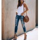 Women Retro High Waist Stretch Ripped Jeans Women Retro High Waist Stretch Ripped Jeans